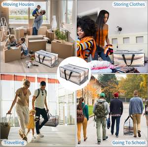 Sacs de rangement extra larges transparents et robustes avec sangles de sac à dos poignées solides fermetures à glissière collège voyage stockage de noël <span class=keywords><strong>Movin</strong></span> - Product Image 5