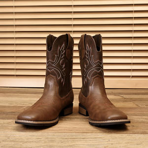 Botas Vaqueras Occidentales para Hombre, Talla Grande 16, Bordado Clásico, Estilo Biker Rockabilly, Tacón Cuadrado, para Todas las Temporadas - Product Image 2