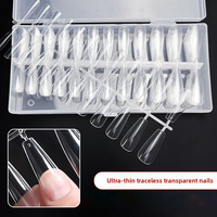Nouvelles Formes 2026 – Ongles en Gel Acrylique Transparent X, Couverture Complète, Courbés, à Presser, en Gel Souple, Longs, Style Français, 24 Pièces