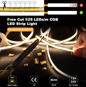 レイメイト カットアズユーニード COB LEDストリップライト 24V 528LEDs/<span class=keywords><strong>m</strong></span> 8mm 長さカスタマイズ可能、シームレスな明るさ - Product Image 6