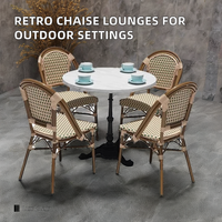 Ensemble de chaises de salle à manger rétro de style français moderne en rotin tissé pour balcons, magasins de thé au lait, séjours chez l'habitant, cuisine en métal, cour