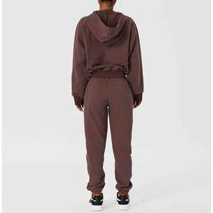 Lcool Winter Custom Übergroße Baumwolle Fleece Hoodie Trainings anzug <span class=keywords><strong>2</strong></span>-teiliges Set Damen Langarm Custom Logo Jogger Set - Product Image 6