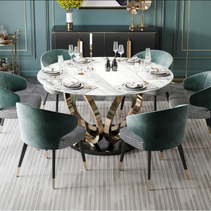 Mesa y <span class=keywords><strong>sillas</strong></span> de <span class=keywords><strong>comedor</strong></span> de mármol, pierna dorada, para cocina, hotel, económica, victoria, 2020 - Product Image 2