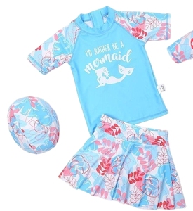 UPF 50 + bébé enfant en bas âge filles 3 pièces <span class=keywords><strong>maillot</strong></span> de <span class=keywords><strong>bain</strong></span> ensemble-manches longues Rash Guard Sunsuit <span class=keywords><strong>maillot</strong></span> de <span class=keywords><strong>bain</strong></span> avec chapeau Protection <span class=keywords><strong>UV</strong></span> maillots de <span class=keywords><strong>bain</strong></span> - Product Image 2
