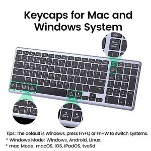 UGREEN KU005充電式キーボードワイヤレス<span class=keywords><strong>Bluetooth</strong></span> 5.0 2.4G 99キーキャップ超薄型MacBook iPad PCタブレットUSB Cキーボード - Product Image 5