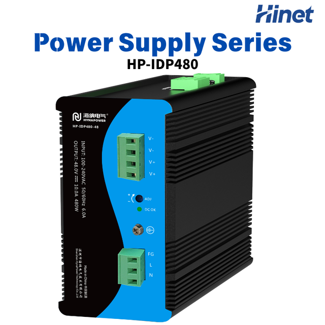 Hinet -480 480W Industrial DIN Rail Aluminum Power Supply 24V/48V DC Switching 90-264VAC Input High Efficiency