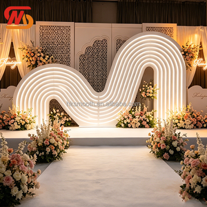 SMOOTH Factory Direct <b>Large</b> Acrylic White Arch 3d Wave Style Backdrop for Wedding - Product Image 1