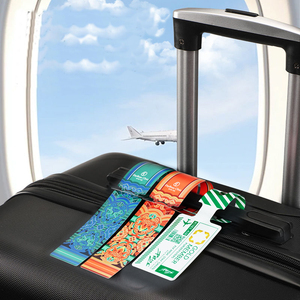 Impression personnalisée d'<span class=keywords><strong>étiquette</strong></span>s de bagages pour compagnies aériennes, nouveau design, <span class=keywords><strong>étiquette</strong></span> de <span class=keywords><strong>bagage</strong></span> pour avion, <span class=keywords><strong>étiquette</strong></span> de <span class=keywords><strong>bagage</strong></span> de <span class=keywords><strong>cabine</strong></span>, <span class=keywords><strong>étiquette</strong></span> de <span class=keywords><strong>bagage</strong></span> en tissu, impression numérique imperméable, code-barres - Product Image 1