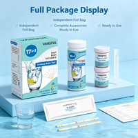 Kit de 17 pruebas en 1 para el agua potable, 100 tiras reactivas de calidad del agua con 2 pruebas de bacterias para agua del grifo doméstico y agua de pozo