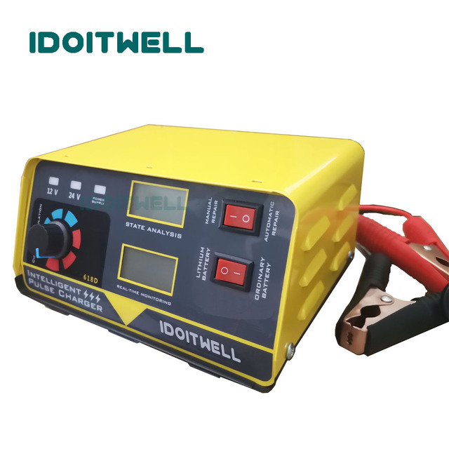 Universal 12V 24V Adjustable Trickle Charger 12V 20A 24V 10A Smart Maintenance-free Dry Water Gel AGM Solar Battery Charger
