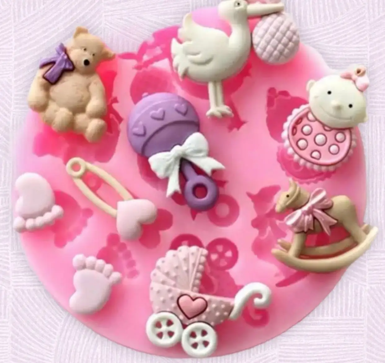 S53g baby foot bear cart stampo in Silicone sugar craft strumenti per fondente stampo per decorare torte strumento di cottura cucina fai da te