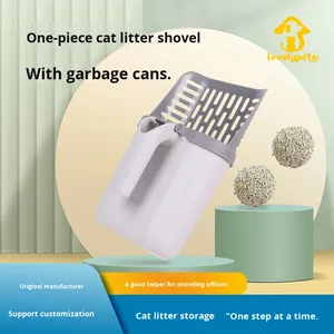 Pala lampo comoda impugnatura eco-compatibile in plastica per cacca di alto aspetto pigro in stile Tofu per gatti Scoop integrato - Product Image 2