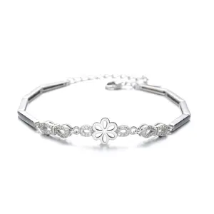 Sterling silver 925 hollow-out design fanish zircon bracelet bracelet