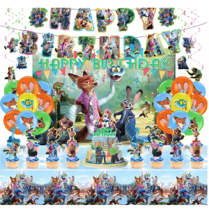 Set Decorazioni per Festa di Compleanno Zootopia 2, Città degli Animali Cartoon, Include Palloncini, Striscione, Decorazioni per Torta per Fan e Appassionati, Ragazze e Ragazzi - Product Image 2