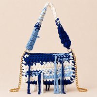 Damen Boho Häkel-Quasten-Schultertasche, Regenbogen-Gestreifte Handgemachte Handtasche, Böhmische Sommer-Strand-Reise-Hobo-Tragetasche