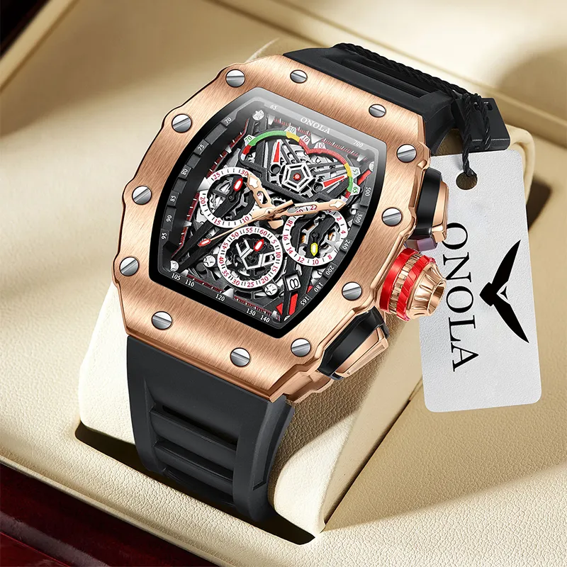 ONOLA Brand New Mens Watches Sports Waterproof Quartz Watch Chronograph Luxury Watches Men