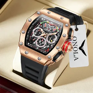 ONOLA Brand New Fashion Square Watch Men Waterproof Quartz Watch For Men Chronograph Luxury Watch Male