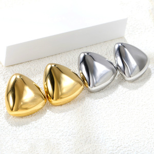 Geometric Triangular <b>Stud</b> <b>Earrings</b> Gold Stainless Steel For Women Fashion Jewelry - Product Image 2