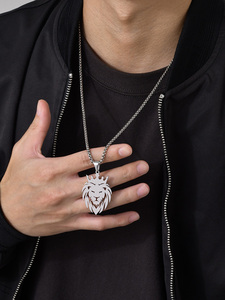 Nuova <span class=keywords><strong>Collana</strong></span> con Ciondolo a Testa di <span class=keywords><strong>Leone</strong></span> in Acciaio Inossidabile, Pendente e Catena in <span class=keywords><strong>Argento</strong></span>, Gioielli Hip Hop per Donne/Uomini - Product Image 6