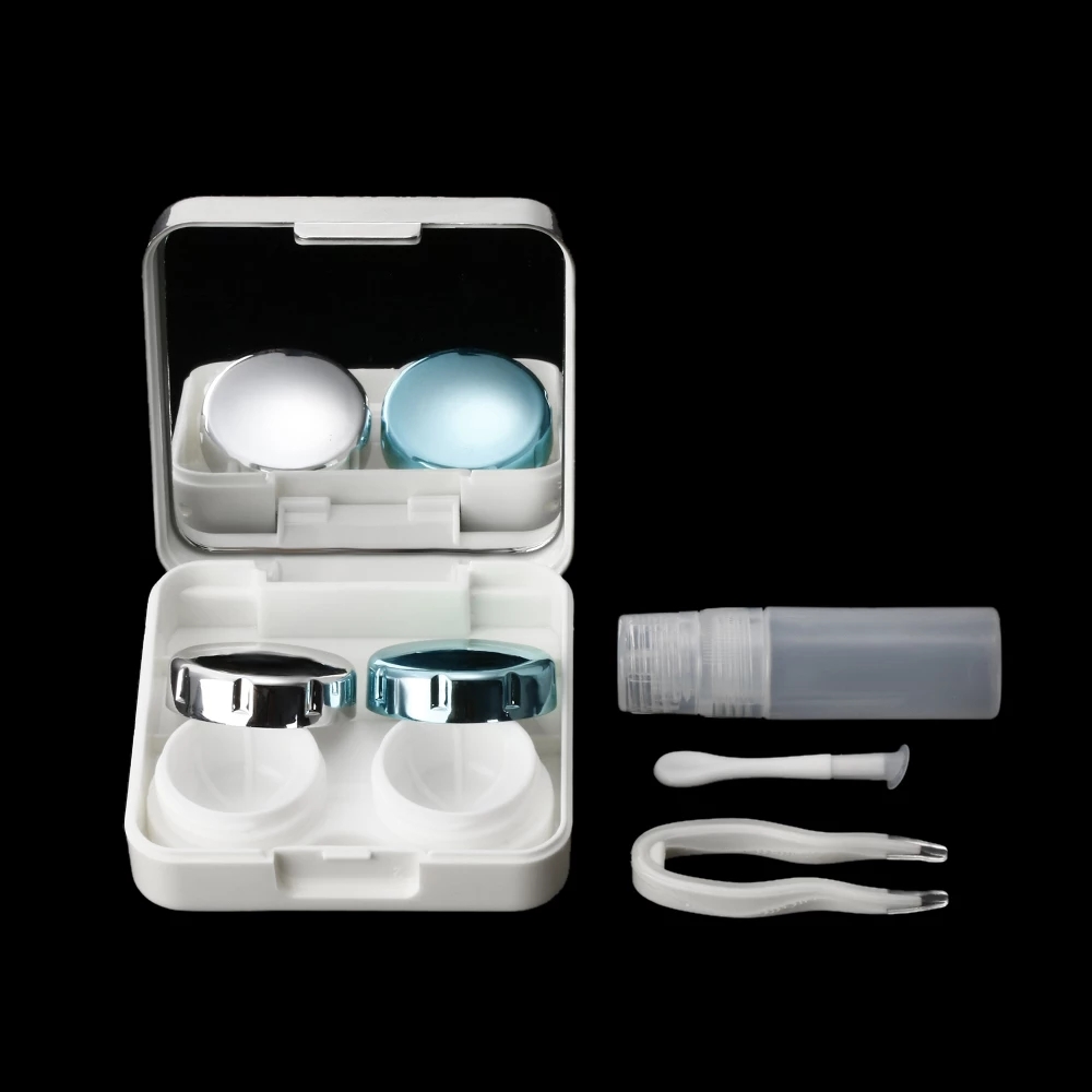 Цветной чехол для контактных линз с зеркалом для женщин и мужчин, унисекс, контейнер для контактных линз, коробка для путешествий