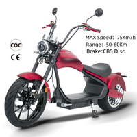 Scooter électrique à deux roues Citycoco MH3 EEC COC 60V 30AH 4000W avec frein à disque CBS, moteur sans balais, affichage numérique, charge maximale de 200 kg, vitesse de 75 km/h, autonomie de 50-60 km