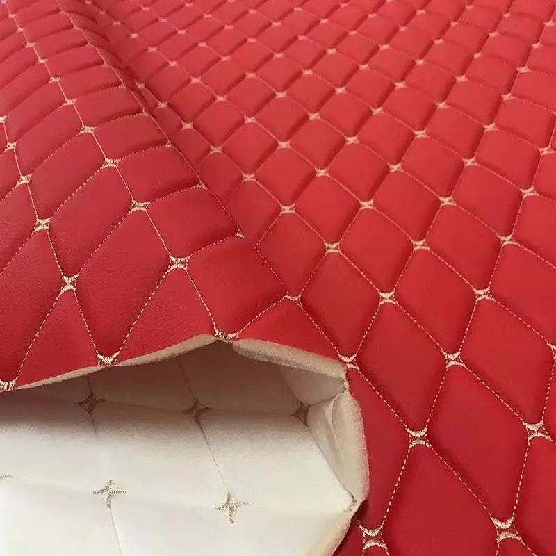 Car Interior PVC Leather Materials Embroidered Sponge Leather for Seat Covering