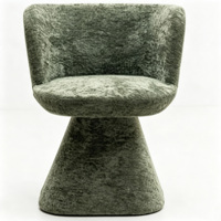 Chaise de salle à manger moderne en chenille avec base conique intégrée, chaise d'appoint avec accoudoirs incurvés, chaise de loisirs pour salle à manger, salon et décoration intérieure