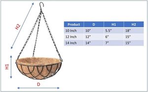 Wholesale Coco Coir Natural Color Country Style Eco-Friendly <strong>Hanging</strong> <strong>Basket</strong> 14 Inch Pack 2 <strong>Chain</strong> Included Indoor Outdoor Plant - Product Image 2