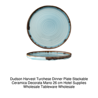 Assiette plate Harvest Turquoise Ø 26 cm empilable en céramique décorée à la main Dudson