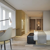 Ensemble de meubles de chambre à coucher de luxe en bois massif pour hôtel Lit King Size avec table de chevet et armoire pour hôtels et appartements 5 étoiles