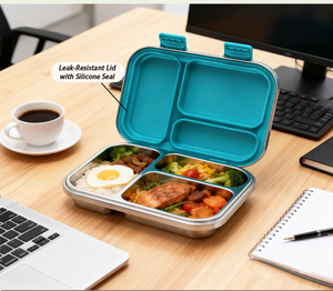 Offre Spéciale – Boîte Repas Portable Mignonne en Acier Inoxydable 304, Anti-Fuite, Compatible Micro-ondes, Plus de 3 Compartiments, Sans BPA, Lavable au <span class=keywords><strong>Lave</strong></span>-<span class=keywords><strong>Vaisselle</strong></span> - Product Image 1