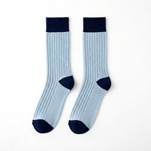Unisex Ankle <b>Ribbed</b> <b>Socks</b> Navy Trim Knitted Soft Stretch Cotton Breathable Anti-Slip Seamless Winter Regular Style Reasonable - Product Image 1
