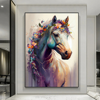 Nouvelle Arrivée Peinture Murale Moderne Cheval Blanc HD en Porcelaine Cristalline Décoration Artistique Peinture à l'Huile Animale Moderne Décoration Murale pour la Maison