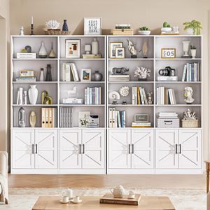 Bibliothèque blanche <span class=keywords><strong>avec</strong></span> étagères ouvertes modernes sur pied et armoire de rangement pour salon, bureau à domicile, bibliothèque - Product Image 3
