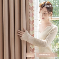 Rideau occultant en tissu tressé personnalisé en forme de feuille de cacao, avec dentelle et corde, pour salon, fenêtre en baie, style moderne et luxueux, fixation murale