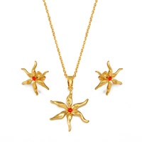 Colliers et boucles d'oreilles avec pendentif fleur Mayotte pour femmes - FranceJewelry Cadeau de fête # 384506