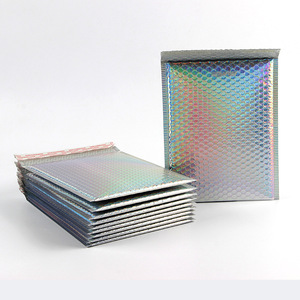Sobres acolchados con burbujas de polietileno holográficas metálicas brillantes <span class=keywords><strong>Paquete</strong></span> de bolsa de mensajería de papel de aluminio para envío y uso de comestibles - Product Image 3