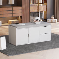 Meuble de rangement sur mesure OEM durable pour entrée et buanderie, avec banc coussiné pour rangement de chaussures, design fin et étroit, double tiroirs et compartiment caché