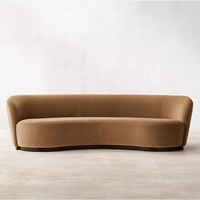 RH COPENHAGEN Ensemble de canapés modernes en arc, revêtement en tissu personnalisable, base en bois massif, causeuse en velours marron, éponge de luxe, pour hôtel