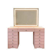 Coiffeuse multicolore pour chambre d'appartement – Options blanc, rose, noir – Coiffeuse de maquillage avec poignées en cristal – Vente directe usine, personnalisable