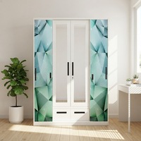 Armoires métalliques à 4 portes avec design imprimé, écologiques, pour vêtements, en acier, pour chambre à coucher, salon, armoire durable