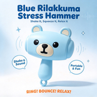 Porte-clés Marteau Anti-Stress Ourson Bleu Mignon, Son Bip et Vibrations, Jouet Sensoriel Portable pour Enfants, Décompression, Vente Chaude