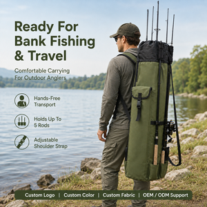 Borsa da Pesca Multifunzionale Grande in Tessuto Oxford Personalizzata OEM, Impermeabile, per Canne da Pesca e Attrezzi - Product Image 3