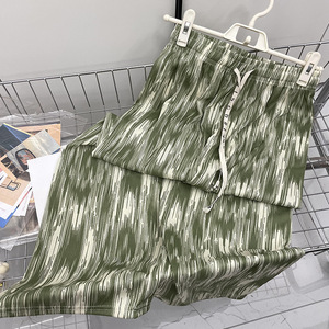 <span class=keywords><strong>Pantalones</strong></span> Casuales de <span class=keywords><strong>Mujer</strong></span> con Estampado Tie Dye, Cintura Alta, Cordón Ajustable, Sueltos, de Seda Helada, para Primavera <span class=keywords><strong>Verano</strong></span>, Suaves y de Pierna Ancha - Product Image 6