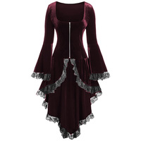 Veste gothique en velours à manches longues en dentelle pour femme, robe de Vampire pour dames aristocratique, Cosplay Lolita