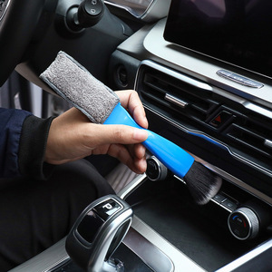 Brosse de nettoyage des aérations de climatisation de voiture avec poils doux pour l'élimination de la poussière intérieure, matériau ABS bleu et noir - Product Image 4