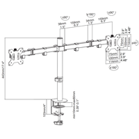 Support double écran réglable en acier au carbone noir 32 pouces Neuf et en stock Angle d'inclinaison de 45 degrés Bras pivotant
