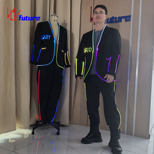 Costume lumineux LED pour <span class=keywords><strong>homme</strong></span>, ensemble veste et pantalon vert lumineux, nom personnalisé pour la scène de fête, DJ, club, <span class=keywords><strong>tenue</strong></span> de performance - Product Image 4