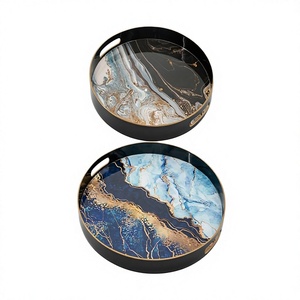 Plateau à bijoux multifonctionnel moderne et créatif en bois plaqué or à motif abstrait, personnalisable, idéal pour Maman et Sœur - Product Image 4