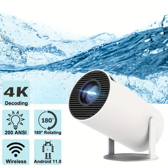 ABRIGHTURE HY300 Pro Full HD Android Smart Projector WiFi Wireless Portable Mini LED 4K Supported Rotatable Stand Design 1 Year
